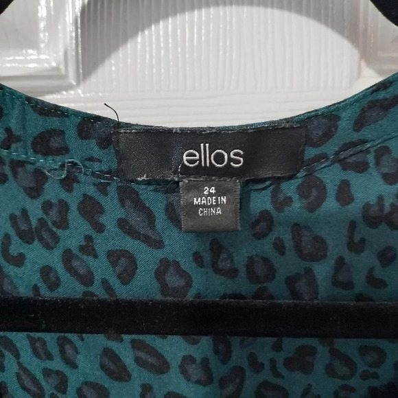 Ellos Evergreen Animal Print Notch Neck Henley Tunic in Size 24 - Picture 3 of 15